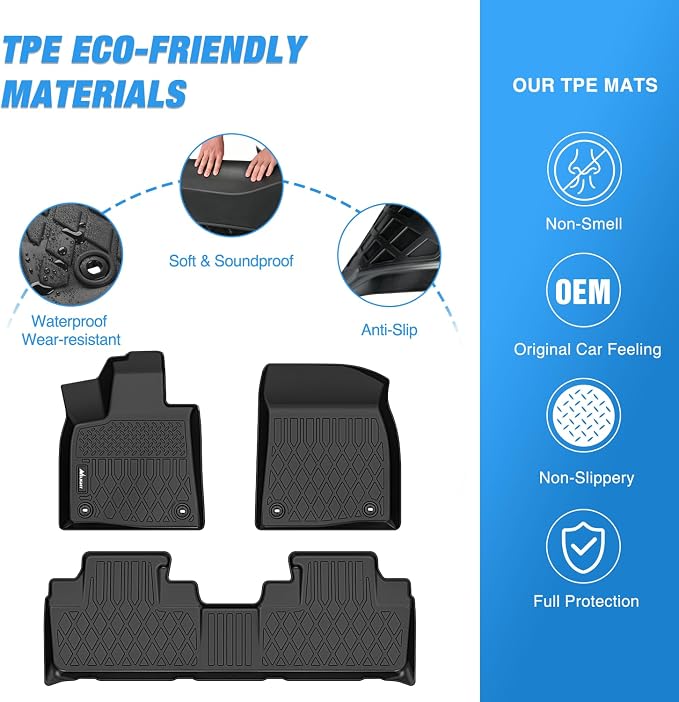 Nilight TPE Floor Mats for Lexus RX RX350 RX450h 2016-2022 / Lexus RXL RX350L RX450hL 2018-2022, All Weather Custom Fit Heavy Duty Floor Liners