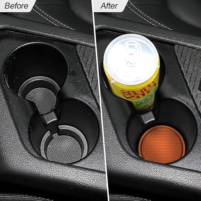 XINLIYA Car Cup Holder Coaster, 4 Pack 2.75 Inch Diameter Non-Slip Universal Insert Coaster, Durable, Suitable for Most Car Interiors, Accessory for Women and Men (Orange)