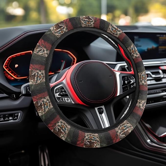 AFPANQZ Mexican Flag Steering Wheel Protection Stretch-on Easy Install | Women Men Car Interior Accessories, Universal 15 Inch Fit Auto, Suvs, Truck