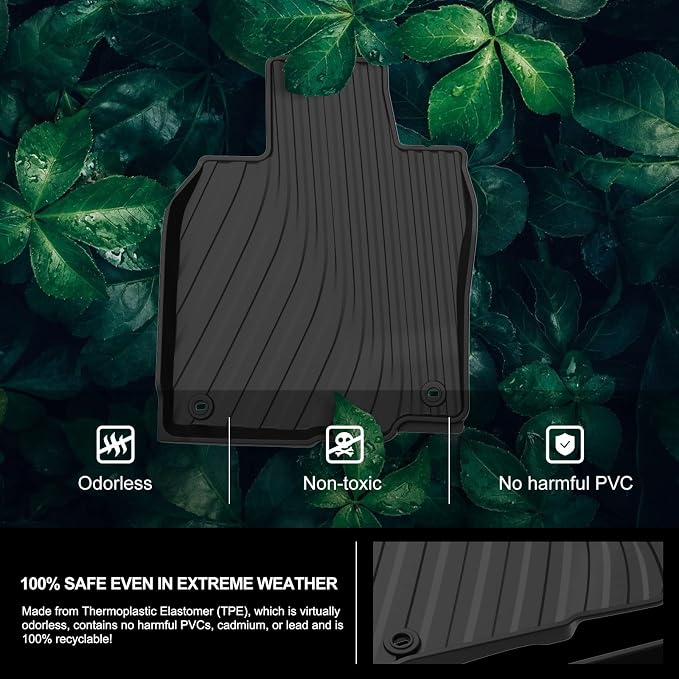 Kiwi Master Floor Mats for 2022-2026 Honda Civic/Acura Integra | OEM Replacement 08P17-T20-110, Custom Fit All Weather Car Mats, Heavy Duty TPE Floor Liners, Front & Rear 2 Row Set, Black
