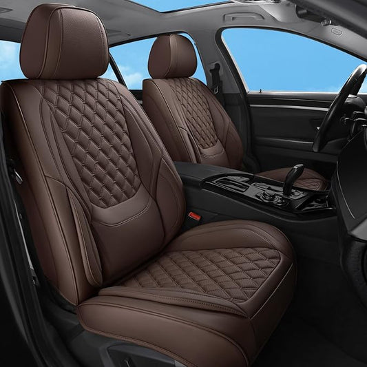 Car Seat Covers Full Set,5 Seat Leather Seat Covers for Cars,Front Seats and Back Seat Cover,Waterproof Car Seat Cushion Protectors,Universal Fit for Most Cars SUV Trucks (Brown, Full Set)