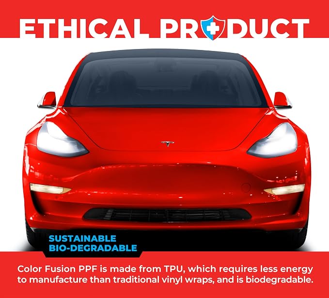 ColorFusion PPF by VViViD, Gloss Ultra Red Dry Apply PPF Vinyl Car Wrap Roll 1ft x 5ft