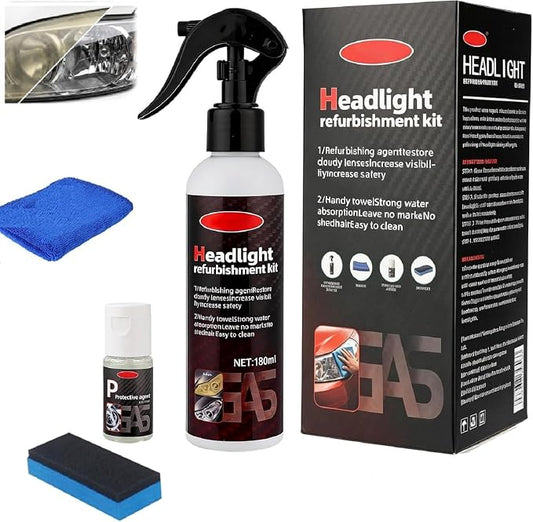Headlight Restoration Kit, Headlight Cleaner and Restorer Kit, Upgrade Automotive Headlamp Restoration Fluid Kit Removing Yellowing Oxidized