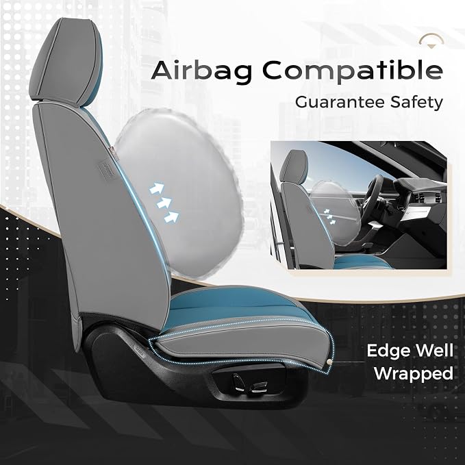 Coverado Car Seat Covers, Seat Covers for Cars, Waterproof Leather Auto Seat Protectors, Leather Car Seat Cushion, Car Interiors Accessories Universal Fit for Most Cars
