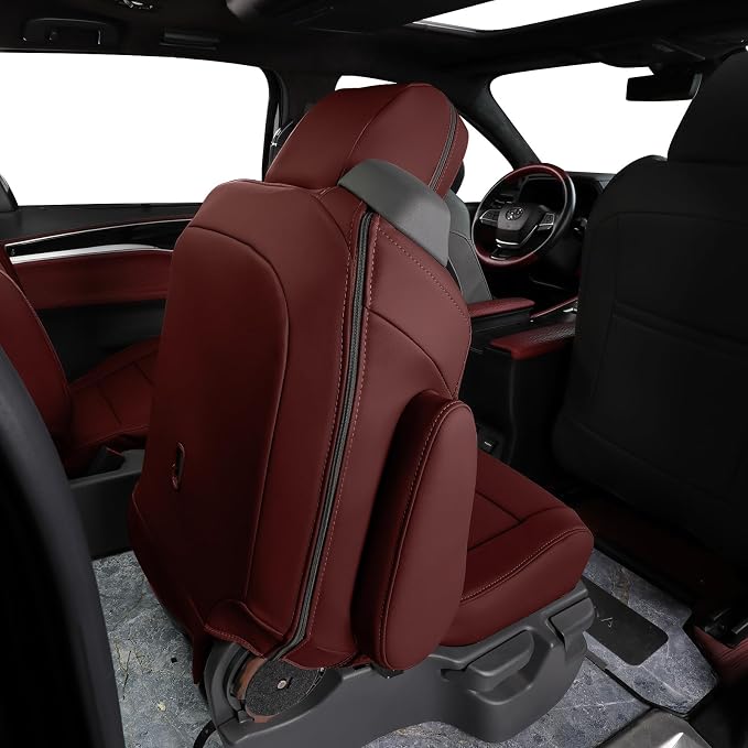 coverdream Sienna Car Seat Covers Custom Fit for 2011-2020 Toyota Sienna XLE,Limited,Limited Premium,2nd Row Captain Seats w/Leg Rest,Waterproof Leather Seat Protector(Full Set,Wine Red)