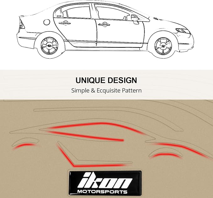 Fit 2018-2024 Toyota Camry Custom Fit Floor Mat IKON Style Beige | IKON MOTORSPORTS, Latex Rubber Heavy Duty All Weather Car Front Rear Carpets Liner 5PC