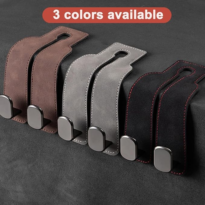 Amelity Car Headrest Hooks, Purse Hook for Car 4 Pack Black | Universal Car Interior Accessories for Women, Available in 2/4 Pack, Storage Hanger Holds Purses, Backpacks, Grocery Bags