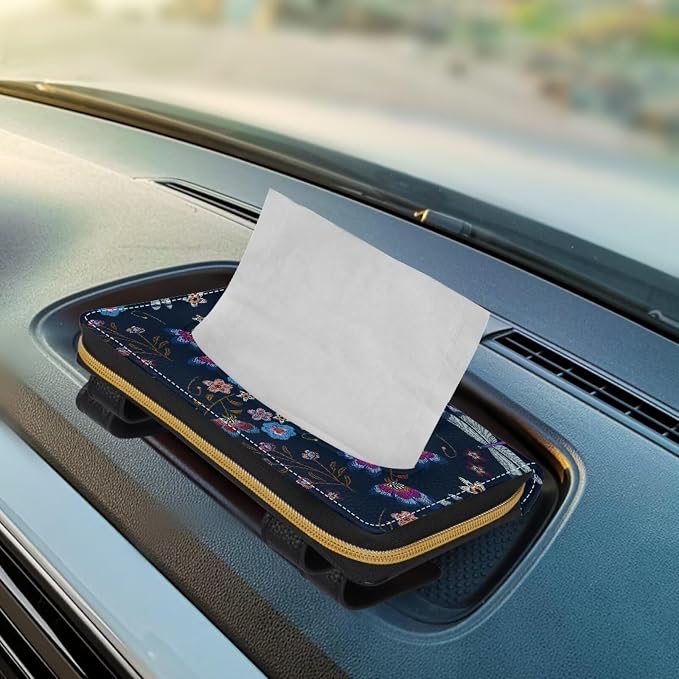 Dragonfly PU Leather Sun Visor Napkin Holder Car Standard Tissue Holder Luxury PU Leather Backseat Tissue Holder FitsSedans SUV Trucks