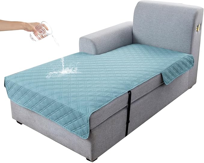 Genina L Shape Couch Cover, Sectional Couch Chaise Covers, Waterproof Washable Sofa Covers for Left L Shape Chaise Lounge, Anti-Slip Sofa Slipcovers for Dogs Cats Pet Friendly(Blue)