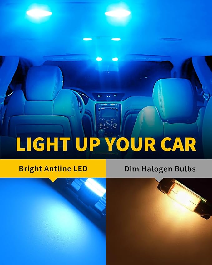Antline 6418 6411 DE3425 C5W DE3423 36MM 1.42”LED Bulb Ice Blue, Super Bright Canbus Error Free 12 Volt Replacements for Interior Dome Map Vanity Mirror Sun Visor Lights (Pack of 10)
