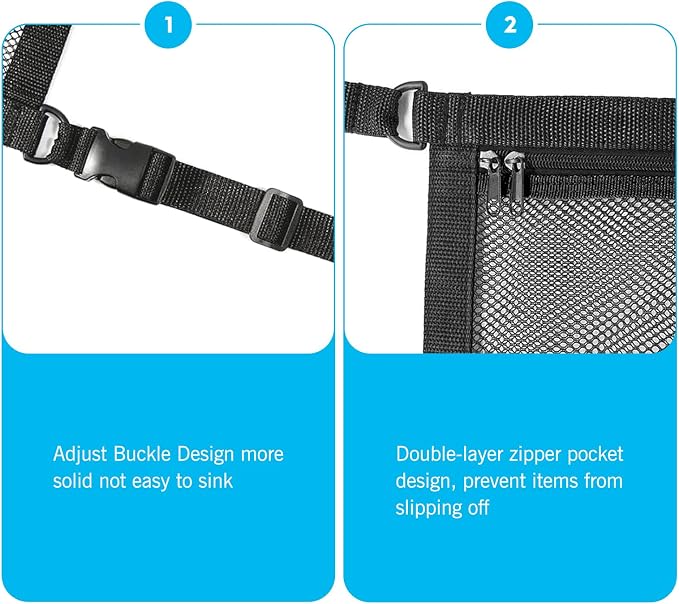 Car Ceiling Cargo Net, Double Layer Mesh Overhead Storage Organizer with Adjustable Straps, 20.87" x 31.5" Roof Storage Pocket for Camping Road Trips, Universal for Most Cars, SUVs (Black)