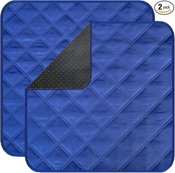 Waterproof Washable Seat Protector Pads Reusable Pee Pads for Adults Non-Slip Incontinence Chair Pads for Senior &Toddlers 22"X21" Dark Blue 2Pcs