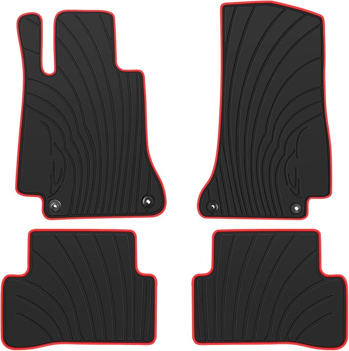 Floor Mats Custom Fit for Mercedes Benz -C Class Sedan Only 2015-2021 C180 C200 C250 C300 C350(e) C400 C43 AMG C450 C63 W205 Rubber Black Red Car Liners All Weather Odorless