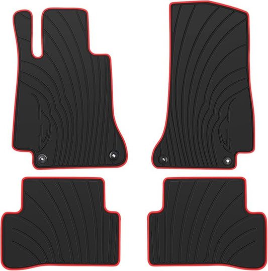 Floor Mats Custom Fit for Mercedes Benz -C Class Sedan Only 2015-2021 C180 C200 C250 C300 C350(e) C400 C43 AMG C450 C63 W205 Rubber Black Red Car Liners All Weather Odorless