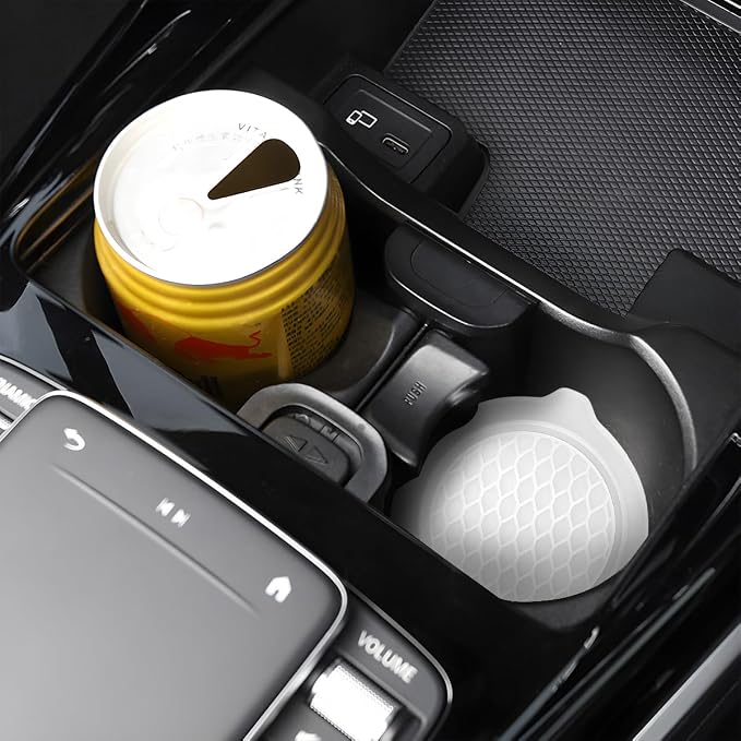Mandark Car Cup Coaster, 4PCS Silicone Non-Slip Vehicle Drink Cup Mat, Sift-Proof Spill Recessed Automotive Interior Cup Holder Insert Protector Accessories, Universal for Most Cars (White)