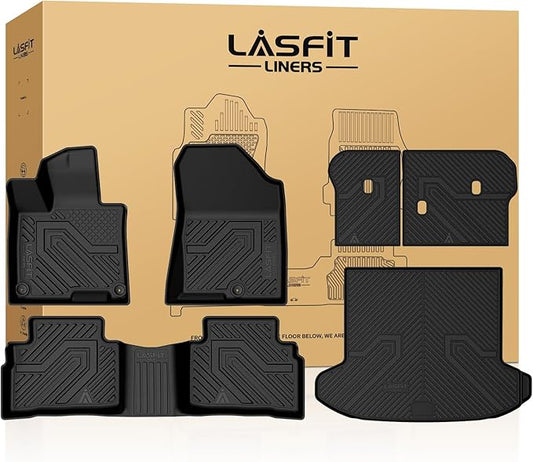 LASFIT Floor & Cargo & Seatback Mats for Kia Sportage Gas 2026 2025 2024 2023 (Not Fit Hybrid), All Weather TPE Custom Fit Floor Liners with Full Set Car Mats & Trunk Mats Accessories, Black