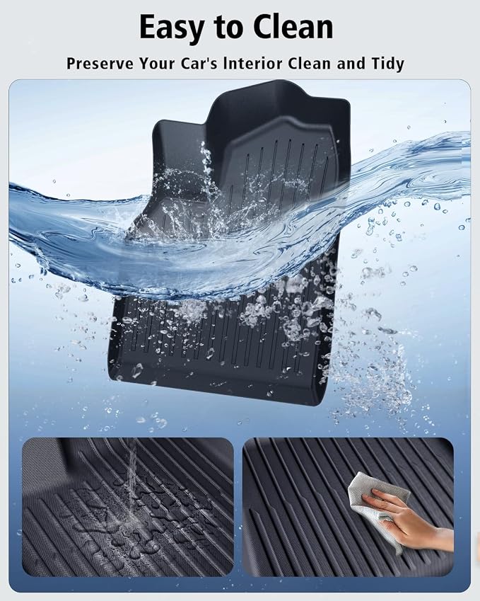 Floor Mats & Cargo Liner Custom Fit for Tesla New Model Y Juniper 2025 2026 5-Seat All Weather TPE 6 Piece Set with Front Trunk and Rear Cargo Mat, Black (ONLY for Tesla Model Y Juniper)