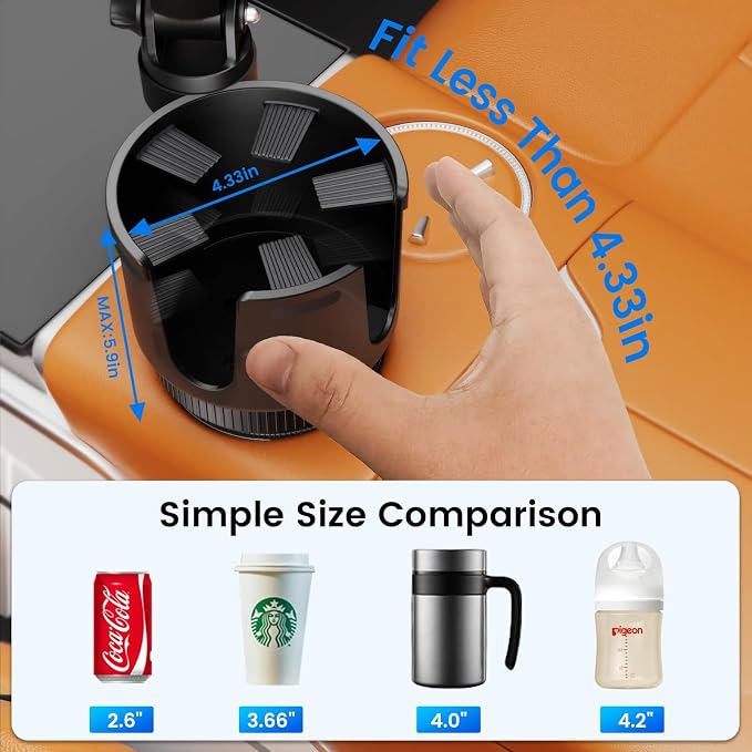 OHLPRO Cup Holder Tablet Mount for Car, Anti-Shake iPad Stand with Drink Holder Fits 5-17" iPad, Tab S10, iPhone, Heavy Duty Truck Vehicle Auto Accessories, Dual Handle Slots Large Mugs