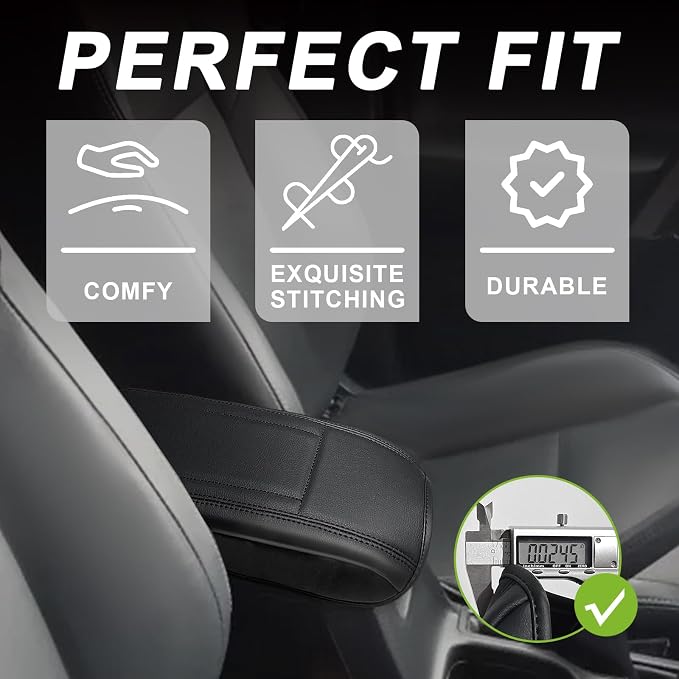 Muslogy Center Console Armrest Cover Fit for Toyota RAV4 2013-2018 Accessories, Comfort Armrest Pad Console Lid Cushion Vegan Leather Regular Thick