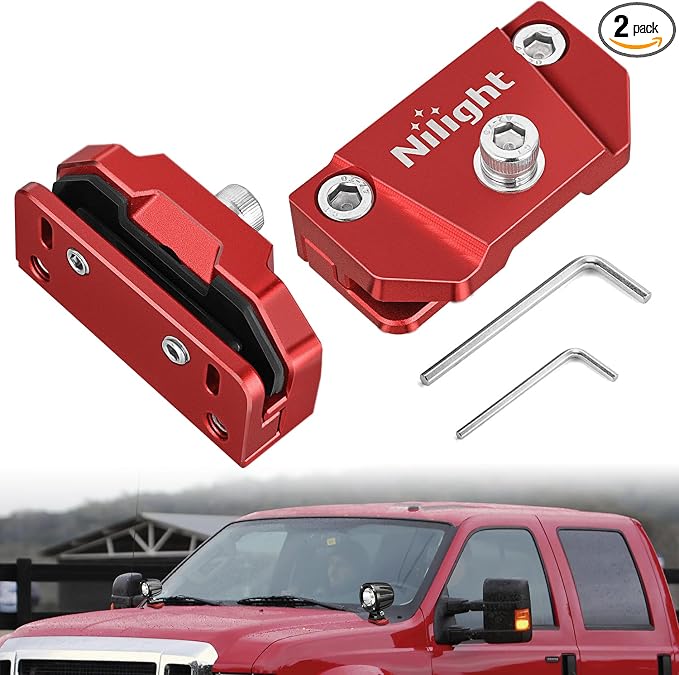 Nilight LED Light Bar Mounting Bracket 2PCS Universal Adjustable Pillar Hood Fog Pods Work Lamp No Drilling Aluminum Mount Clamp Holder for Truck SUV Pickup Van 4x4 Off-Road, Red