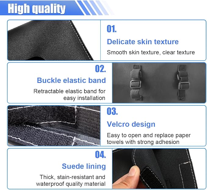 Smilfuy Car Visor Tissue Holder, Leather Mask Dispenser, Hanging Napkin Holder, Sun Visor Accessory Universal For Most Vehicles (Black), 9.17x5.31 Inch