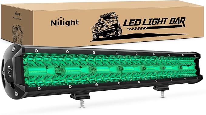 Nilight 20 Inch LED Light Bar Green Triple Row 420W Spot Flood Combo Off Road Driving Fog Fishing Hunting Emergency Safety Lighting for UTV Pick-up Van Boat Tractor