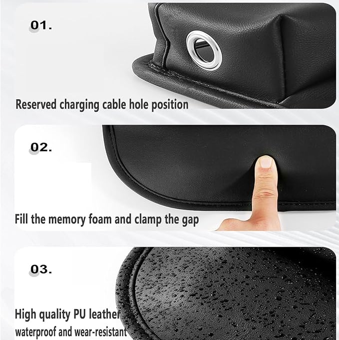 Car Seat Gap Filler 1 Pack Leather Seat Organizer Front Seat Car Accessories for Women Men, Car Essentials for SUV Truck, Adjustable Seat Gap Filler Organizer (Black，1 Pack)
