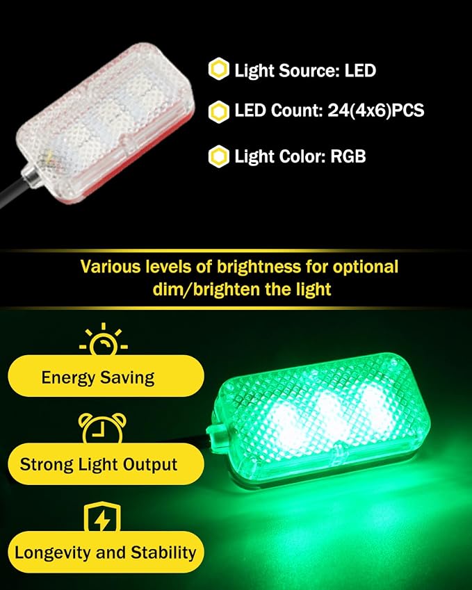 YONGMING Car LED Interior Lights, RGB USB Mood Lighting with Music Sync | APP-controlled RGB LED strip lights with music-activated modes for car footwell, console and interior ambient lighting.