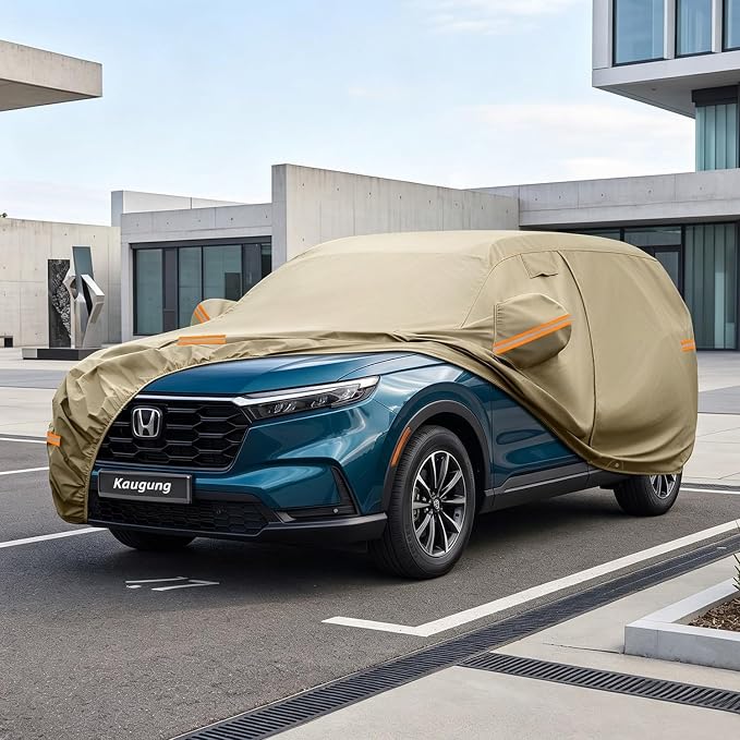 Kaugung Custom Fit Car Cover for Honda CRV CR-V (1995-2026), Heavy Duty All Weather Waterproof Outdoor SUV Cover, Sun Rain Snow UV Protection with Driver Door Zipper, Mirror Pockets & Air Vents