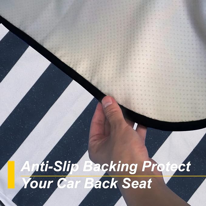 Back Seat Cover for Car Trucks Van SUV Jeep,Waterproof Rear Bench Towel Seat Covers for Dogs and Kids,Automotive Backseat Protector (Blue Stripe)