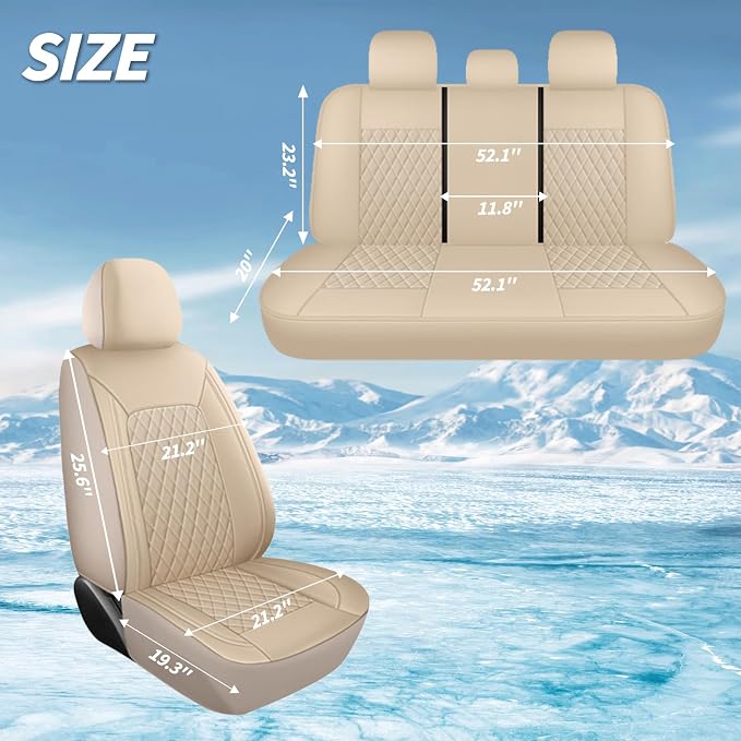 HChengkikz Faux Leather Front Car Seat Covers, 2 Pack Seat Protectors | Easy to Install Auto Interior Accessories Universal Fit for Sedans, SUVs, Trucks, Vans