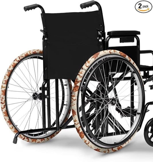 Abstract Tie Dye Wheelchair Wheel Covers Fall Maple Bow | Thanksgiving Day, 2 Pack Wheelchair Tyre Covers Neoprene Wheel Cover for Transport Wheelchair Wheels, 24 Inch