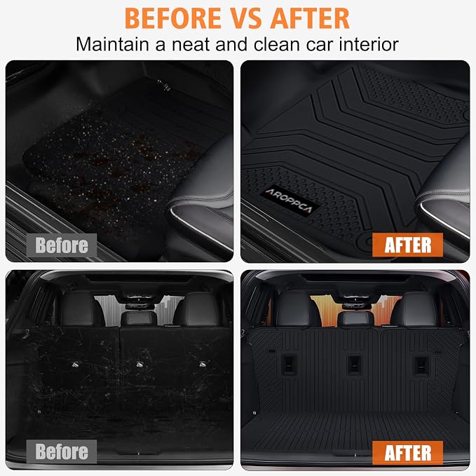 Floor Mats Cargo Liner with Backrest Mat for 2024-2026 Chevy Traverse & 2024-2026 GMC Acadia & 2025-2026 Buick Enclave 7 Seats Captain Chairs, TPE Rubber Mats Full Set wih Door Sill Guards Accessories