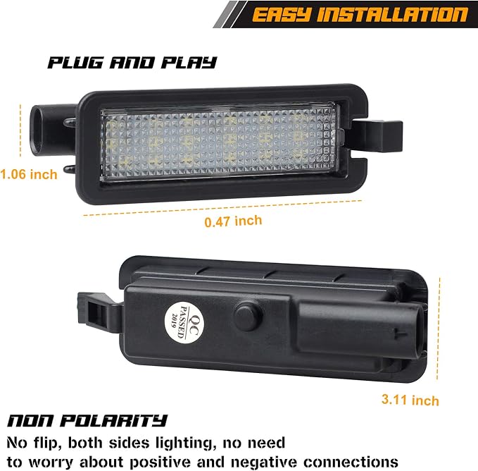 LED License Plate Light Tag Lamp Replacement Compatible with 2015 2016 2017 2018 2019 2020 2021 Dodge Charger Challenger Pacifica Jeep Compass Chrysler 300