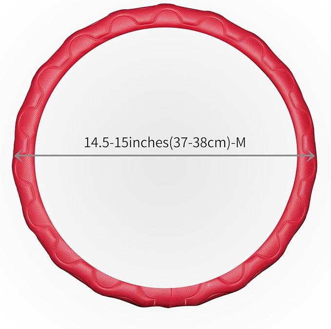 Steering Wheel Cover with Anti-Slip Leather Grip Compatible with Ford, Toyota, Honda, Nissan, and Chevrolet Vehicles for 14.5-15.35 inch Round Steering Wheels Universal Car Accessories