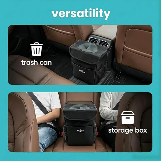 Big Ant Car Trash Can with Odor-Trapping Lid & 100% Leakproof Liner, Multipurpose Hanging Organizer for SUV & Truck, Keep Vehicles Clean on Family Road Trips