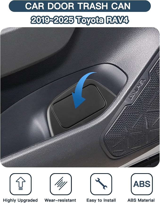 Ruiya 2025 RAV4 Trash Can for 2025 Toyota RAV4 Hybrid Accessories Trash Bin with Lid for Storage Toyota RAV4 Accessories Plastic Garbage Can Compatible with 2019-2023 2024 2025 Toyota RAV4 All Trim