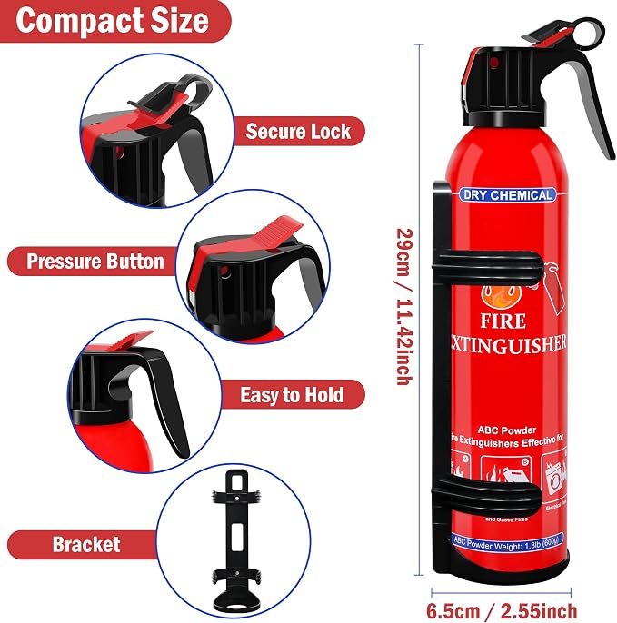 ABC Dry Chemical Fire Extinguisher 2-Pack - Wall Mountable Household Fire Extinguisher for Kitchen Home Boat Marine RV & Business - Compact Portable Non-Toxic Safety Device