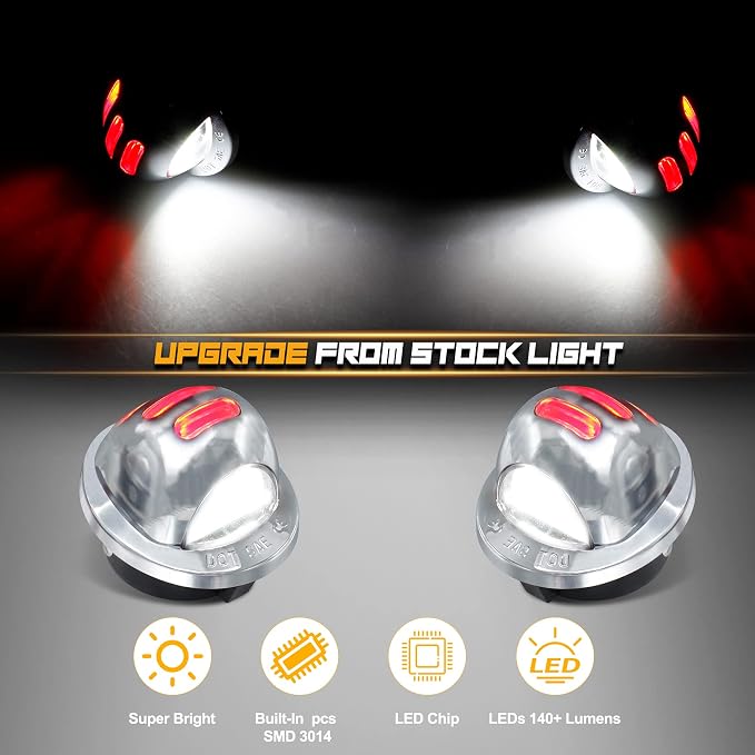 Chrome LED License Plate Lights Red Neon Tube Tag Light Compatible with Ford F150 F250 F350 F450 F550 Super Duty Lincoln Mark LT