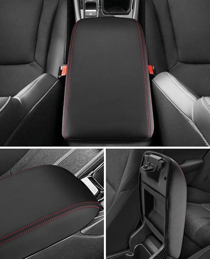 INTGET for 2026 Honda Accord Accessories Center Console Cover for Honda Accord 2023 2024 2025 Leather Car Armrest Arm Rest Box Lid Middle Console Seat Cover Protector(Red Stitches,2023+)