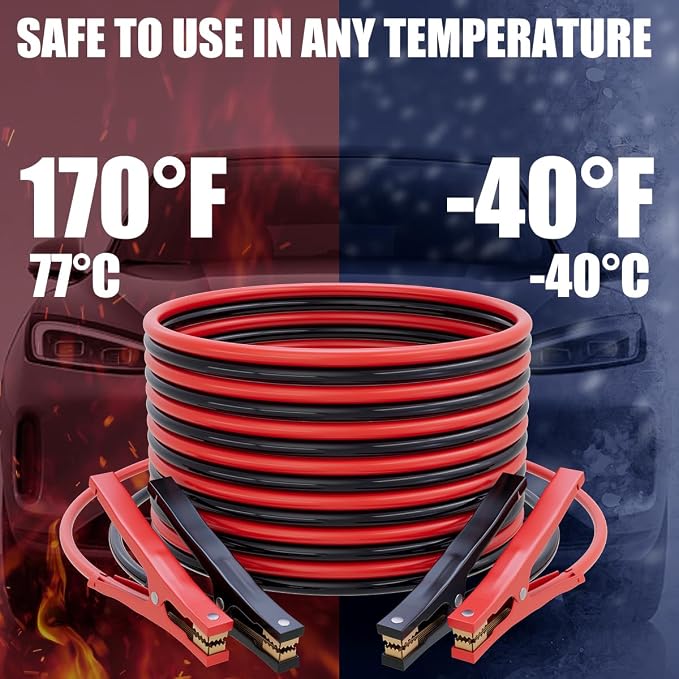 Heavy Duty Jumper Cables for Car Battery, 8 Gauge 12 Feet 600AMP, Automotive Booster Cables for Jump Starting Dead or Weak Batteries, Carrying Bag Included