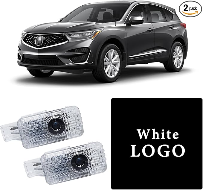 Never Fade Car LED Door Logo Projector Ghost Shadow Light, for RLX/MDX/ZDX/TLX/TL/RDX Series Accessories Door Light Logo LED Laser Car Courtesy Step Light (White)