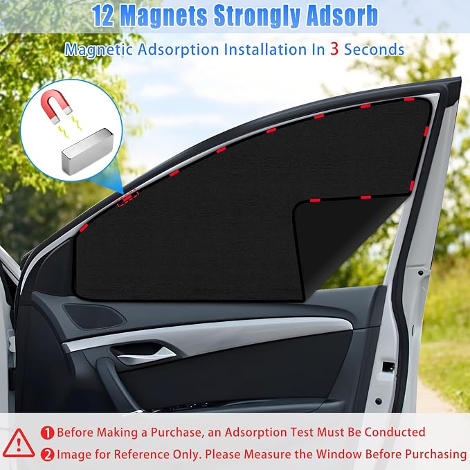 ZATOOTO Car Window Shades for Front Side Window Suede Sun Shade for Privacy | 2PCS Side Window Curtains UV Protection, Car Window Cover for Block Out Light for Camping, Sleeping, Cloth Changing