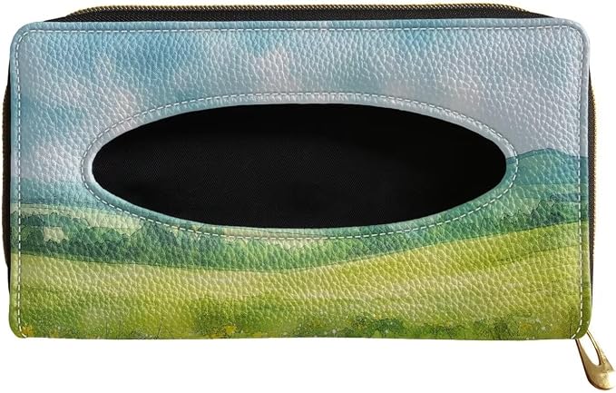 Green Field Car Tissue Box Sun Visor Napkin Holder Rectangular Sun Visor Napkin, Mask Holder Car Visor Tissue Holder Tissues Box Easy to Install
