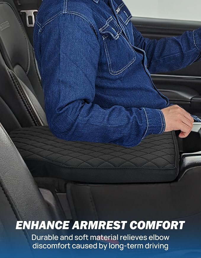 JOYTUTUS Center Console Cover Compatible with 2019-2026 Ram 1500 New Model Jump Seat Console, Leather Arm Rest Armrest Cover for Car, Durable Middle Console Cover, Car Arm Rest Cover Replacement