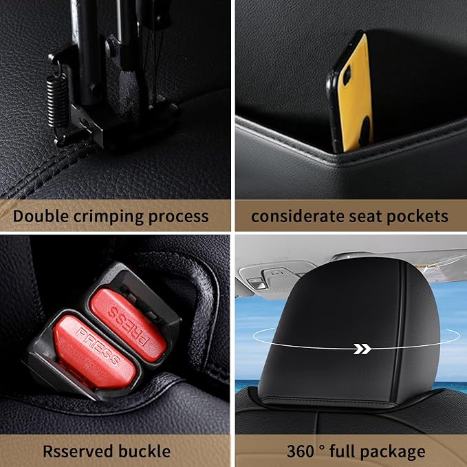 AOMSAZTO Seat Covers for Honda HRV 2019-2022 Sport/EX/EXL/Touring | Custom Fit for HR-V 2019 2020 2021 2022(Not for LX),Waterproof Anti-Slip -Full set Faux Leather Black
