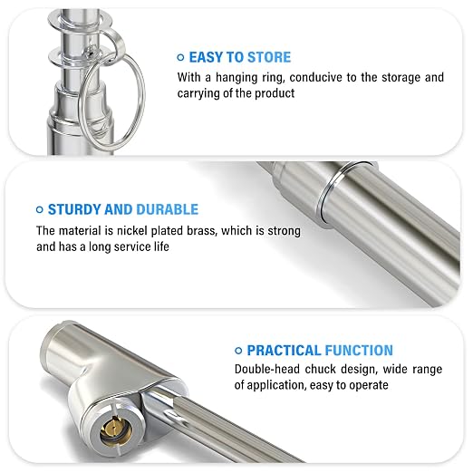 MEANLIN MEASURE Silver Double Straight Type Tire Pressure Gauge，Dual Head Air Pressure Gauge 5Pcs，Pressure Range 10-150 Psi(Suitable for Trucks, etc.