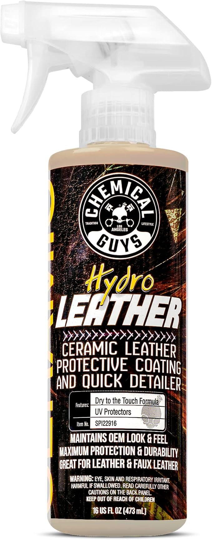 Chemical Guys, HydroLeather Ceramic Leather Coating for Interiors, 16 oz | Ceramic coating shields leather seats, furniture and boots, adding a protective layer that helps repel spills