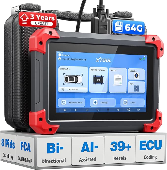 XTOOL D7 Bidirectional Scan Tool, AI-Assisted OBD2 Scanner Diagnostic Tool, 39+ Resets, ECU Coding, Full System Car Scanner with EPB, Injector Test, Throttle, Crank Sensor Relearn, FCA/CANFD/DoIP