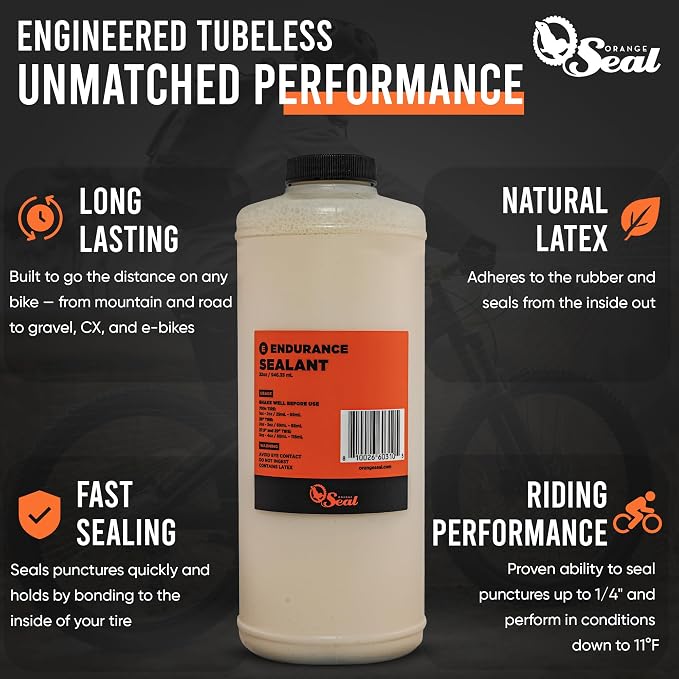 Orange Seal - Endurance Formula Tubeless Bike Tire Sealant | Long Lasting, Fast Sealing | for MTB, Road, CX and Gravel Bicycle Tires